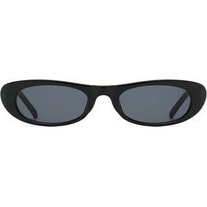 Women Narrow Cat Eye Retro Oval Sunglasses Fashion Small Black Shades